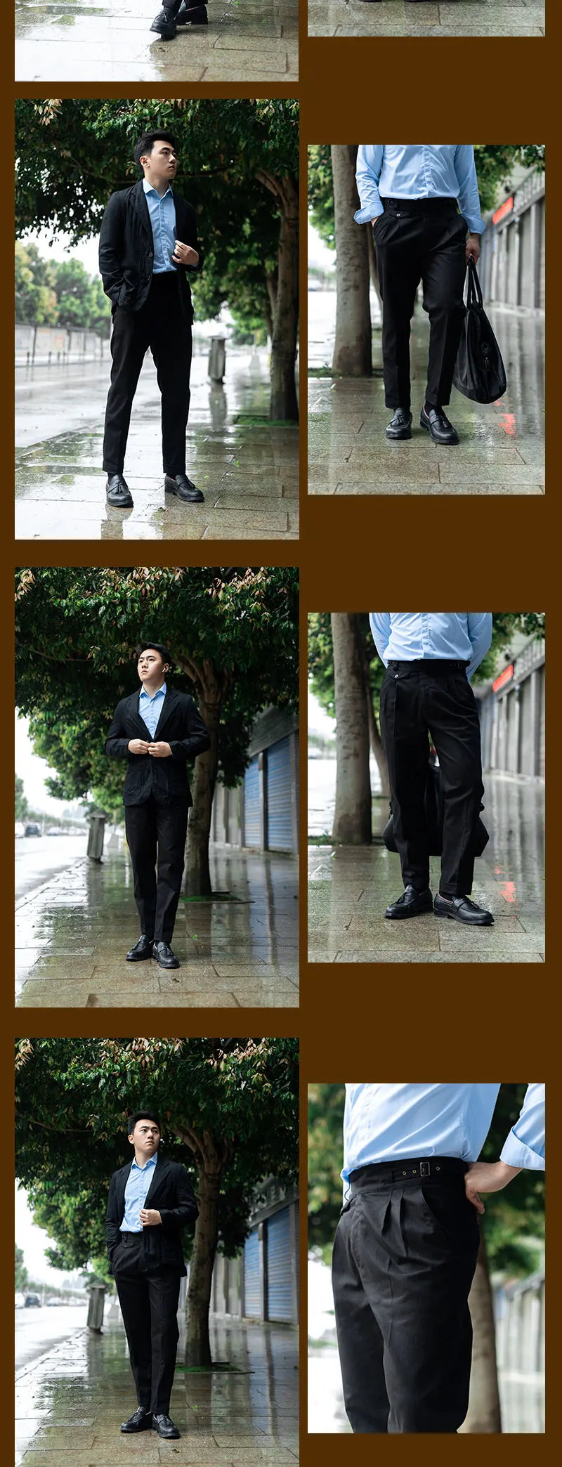 Four seasons high density cotton black georgette casual pants men active dye tapered nine pants can be customized pants