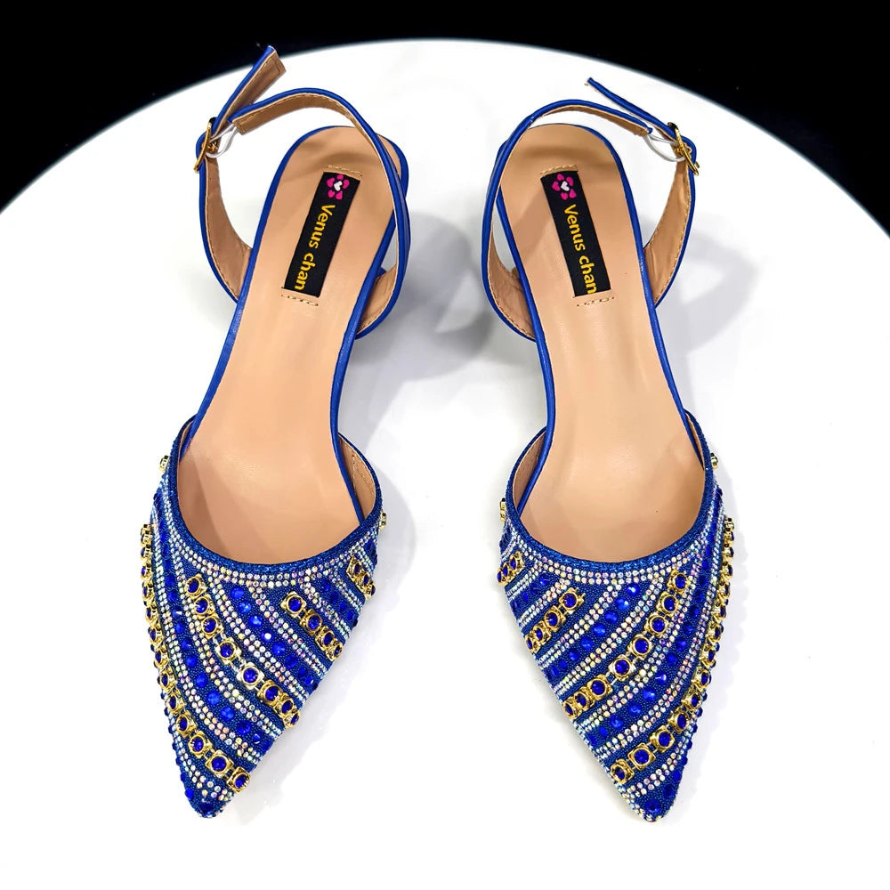 2025 Elegant Multicolor Color Women's  Heels and Rhinestone Handbag Set - Italian Design for Weddings and Parties