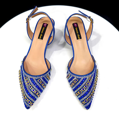 2025 Elegant Multicolor Color Women's  Heels and Rhinestone Handbag Set - Italian Design for Weddings and Parties
