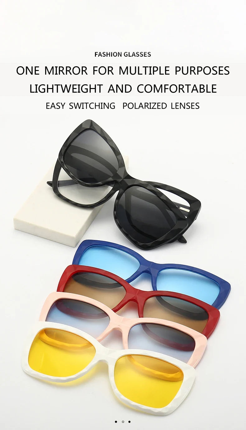 Cycling Polarized Sunglasses 6 In 1 Sets TR90 Anti-Glare Men Magnet Sunshade High Quality Colorful Clip On Sun Glasses UV400