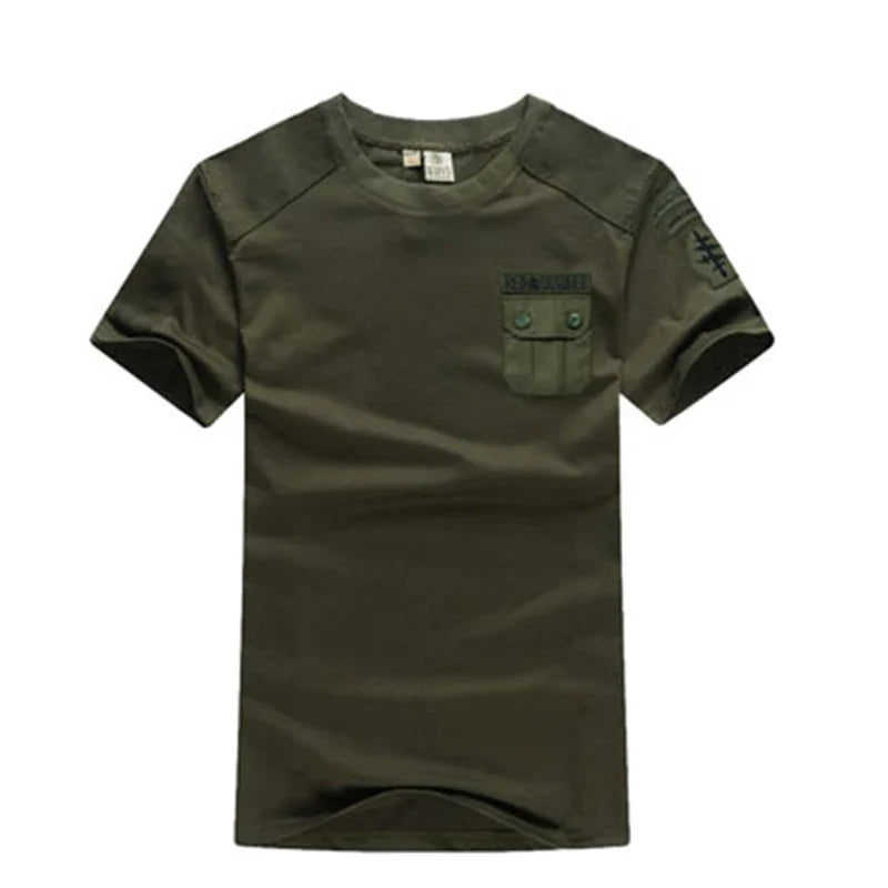 Summer Style Men's T-Shirts Military Style Short Sleeve Tees Streetwear Embroidery Pure Cotton Casual T Shirt Men Cloting
