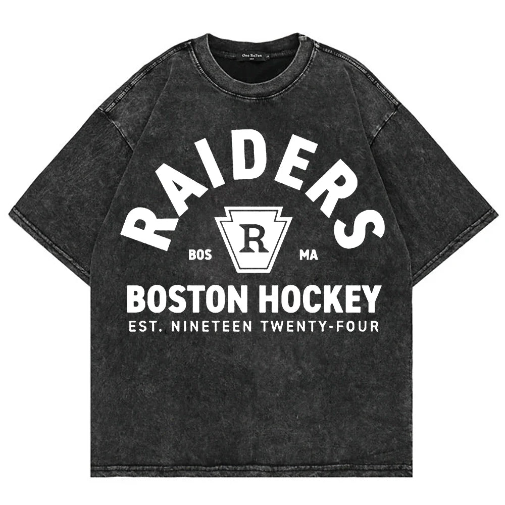100% Cotton Vintage Washed Heated Rivalry Ilya Rozanov 81 Boston Raiders T Shirt Men Scott Hunter Shane Hollander Acid Wash Tees