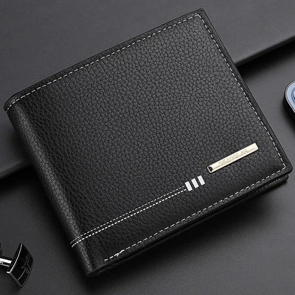 Nouveau Portefeuille Homme Porte-Cartes de Crédit Fermeture Éclair Porte-Monnaie Motif Litchi Haute Qualité Portefeuille Court d'Affaires Pour Hommes