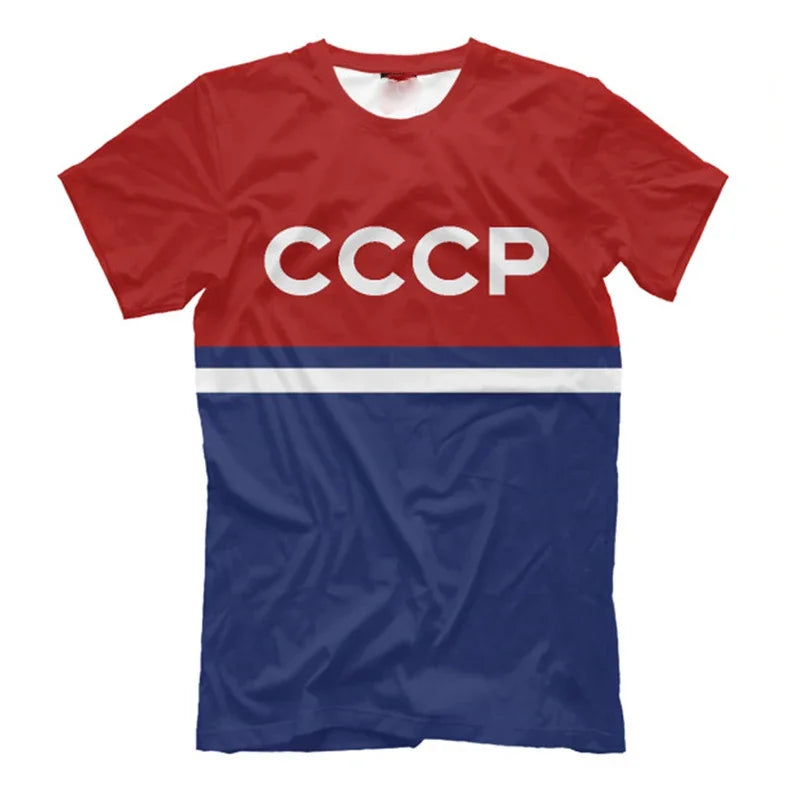 CCCP R Print T-shirt For Men Clothing Round Neck Short Sleeve T Shirts 2025 Summer Harajuku Street Oversized Tee Top