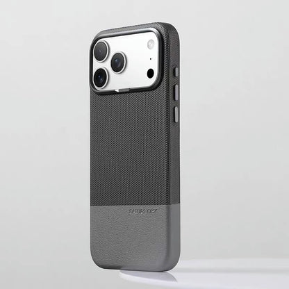 For Magsafe Fine Grained Leather Case For iPhone 17 Pro Max Ari 16 15 14 13 Metal Lens Frame Wireless Charge Accessories Cover