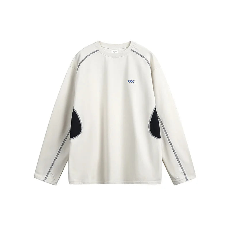 American Retro Splicing Outdoor Sports Printed Long-Sleeved Hoodie with Oversized Techwear Style for Spring Unisex