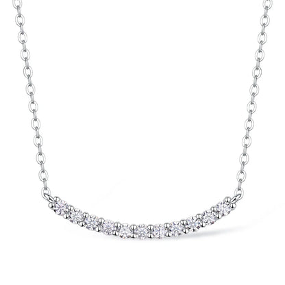 2.6mm Full Moissanite Necklace S925 Sterling Silver Plated 18k White Gold Smile Necklaces for Women Birthday Gift