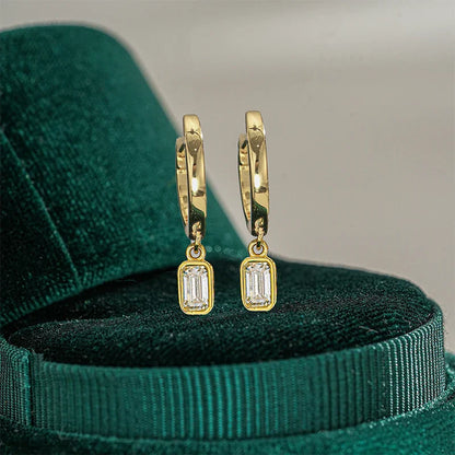 0.5ct Emerald Cut Moissanite Drops Earrings for Women Wedding Party Luxury Jewelry 925 Silver Original Ladies' Earrings