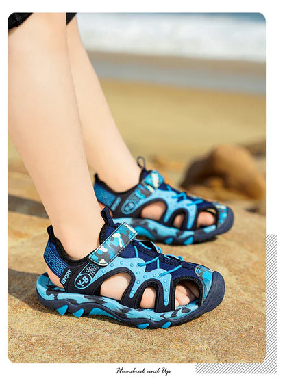 Fashion Kids Sandals Boy Water Shoes Closed Toe Rubber Sole Outdoor Hiking Sneaker Summer Sports  Beach Sandals for Boy
