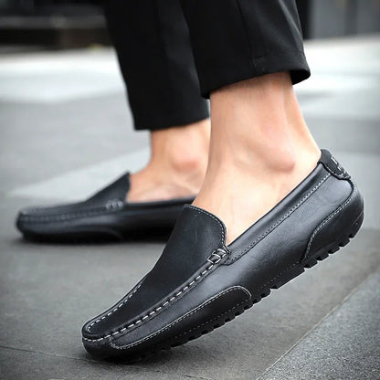 Genuine Leather Breathable Mocasines Casual Loafers Leather Shoes For Men Slip On Formal Italian Driving Flat Chaussure Homme