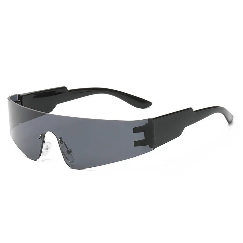 Cycling Punk One Piece Sunglasses Women Goggle Mirrored Y2K Sun Glasses Men 2000'S Wrap Around Eyeglasses Fashion Eyewear