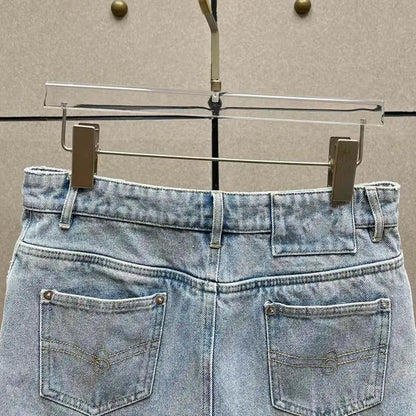 Women's Asymmetrical Frayed-Edge Denim Shorts, Casual and Versatile Commuter Skirt-Shorts, 2026, New Arrival, Y2K, Skirt