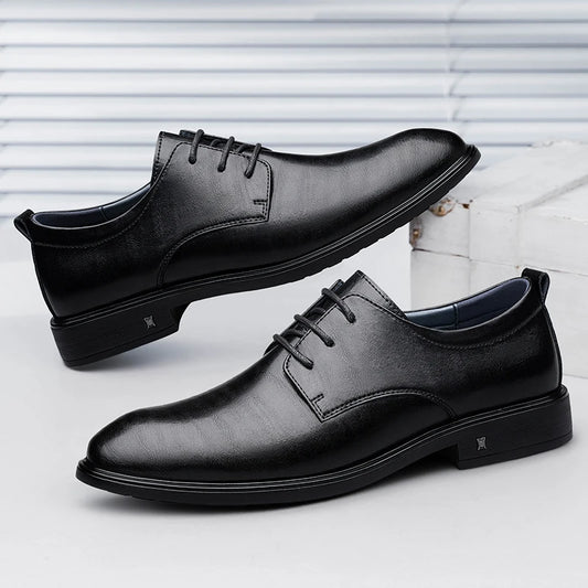 New Mens Formal Business Oxford Shoes Classic Leather Dress Shoes Wedding Office Casual Footwear Derby Shoes Male Sneakers