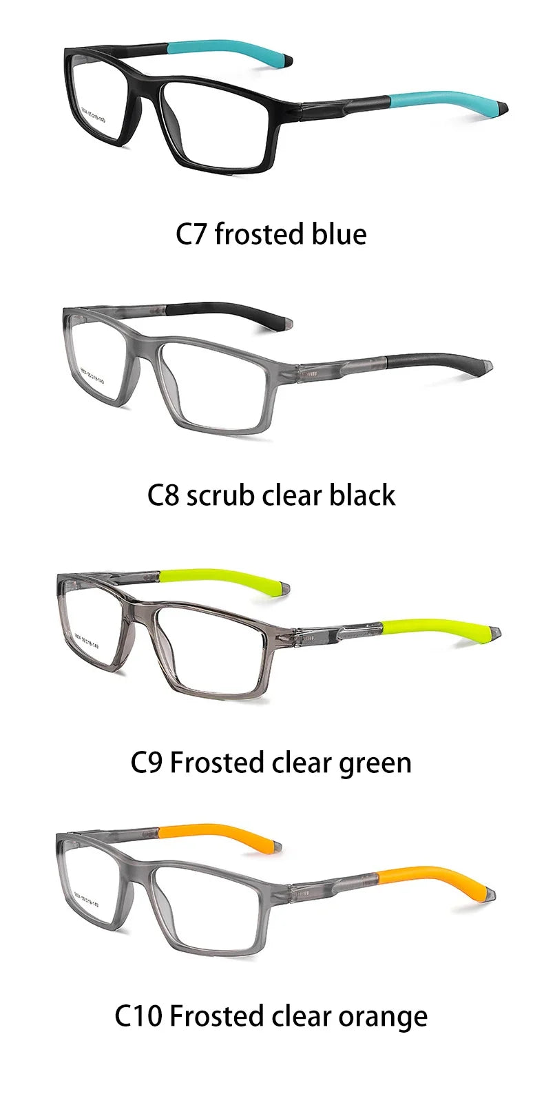Geometry Sports Men Women Running Anti-dropout Reading Glasses TR90 Prescription Anti Blue Light Myopia Customized 9804