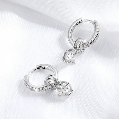 1ct White Gold Plated Moissanite Drop Earring for Women Sparkling Wedding Jewelry 100% 925 Solid Silver Earring Wholesale