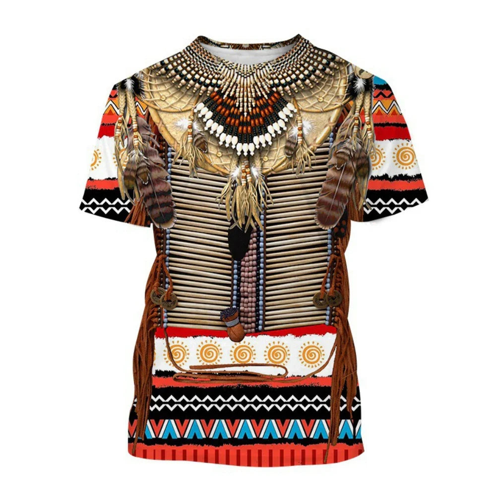 Summer Indian Ethnic Style 3D Print T-Shirts Streetwear Men Fashion Harajuku Casual Oversized O-Neck T Shirt Tees Tops