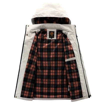 Spring And Autumn New Men's Windbreaker Outdoor Soft Shell Windproof Waterproof Jacket Long-Sleeved Hooded Solid Color Jacket