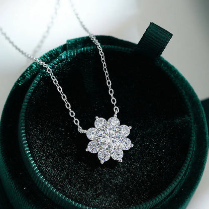 Moissanite Necklace Flower Pandent GRA Certified s925 Sterling Silver Plated 18k White Gold Fashion Necklaces for Women