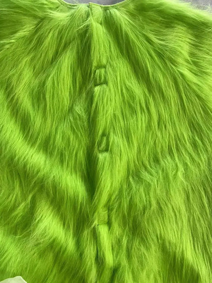 Christmas Green Fur Monster Santa Claus Monster Cosplay Costume Disguise Unisex Xmas Party Halloween Carnival Party Roleplay