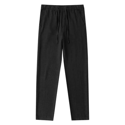 Men's Cotton Linen Suit Pants Casual Business Texture Cozy Trousers Straight Leg Old Money Man Vintage Lightweight Dress Pants