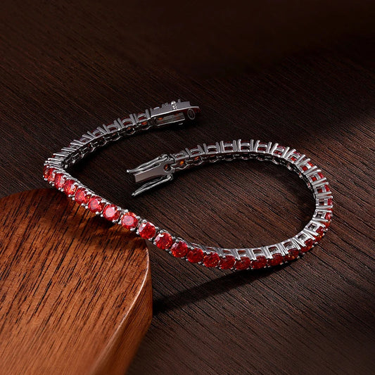 Tous les bracelets de tennis en moissanite rouge pour femmes et hommes, bijoux de mariage avec certificat GRA, en argent 925 plaqué or blanc 18 carats