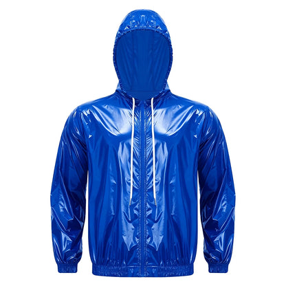 Mens Waterproof Hooded Jacket Tops Breathable Raincoat Waterproof Windproof Outdoor Biking Fishing Jacket Hood Outerwear