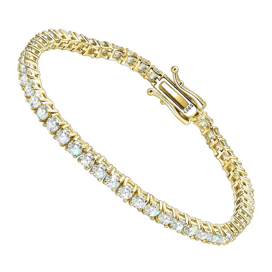 Bracelet de tennis en or pour femmes et hommes, diamant de laboratoire Moissnaite 3MM, bijoux de mariage en argent S925 avec certificat