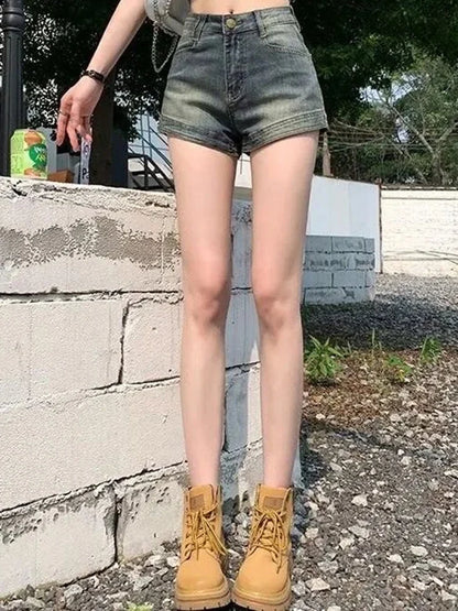 Summer Women Korean Retro Sexy Thin Hot Denim Shorts Jeans Lady Mini Pants Girls Tight Elastic High Street Ultra Short Jeans