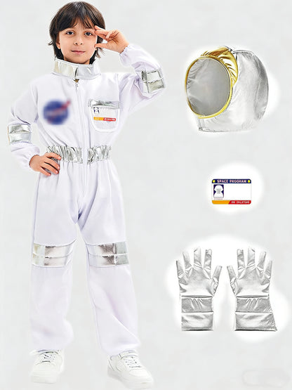 Halloween Astronaut Cosplay Costume Kids Boy Girl Jumpsuit Cartoon Space Party Spaceman Outfit White Spacesuit Bodysuit Clothing