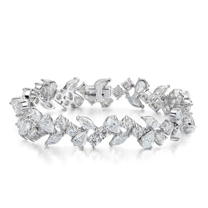 16.8-20.4CTTW Luxury Water Drop Moissanite Bracelet Wedding Female Jewelry Full Diamond Sterling Silver Bangle Plated 18K