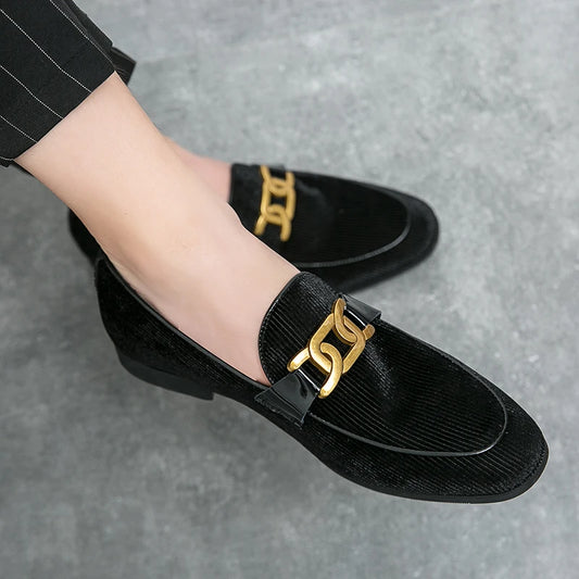 Plus Size 38~48 Mens Loafers Brand Corduroy Casual Leather Designer Vintage Slip-on Classic Men Driving Wedding Male Dress Shoes