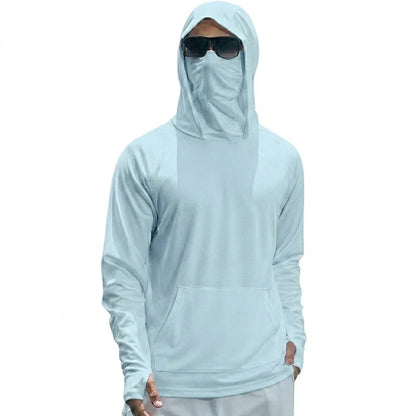 Summer UPF50+ Performance Mens T-Shirt Long Sleeve Hoodie Sun Running Quick Dry Shirts Sunscreen Fishing Ice Silk Streetwear