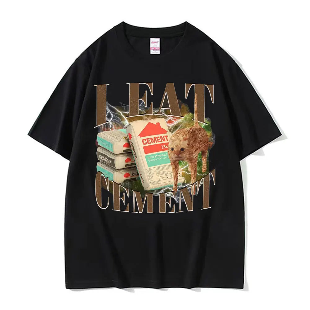 I Eat Solder Cursed Funny Cat Meme T Shirt Men Women's Clothing Fashion Casual T Shirts Summer High Quality Cotton T-shirts Tops