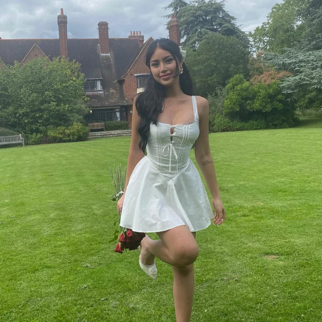 2024 Summer Lovely A Line Dress Yellow Sexy Party Dresses Hollow Out Lace Up Elegant Holiday Dress Women