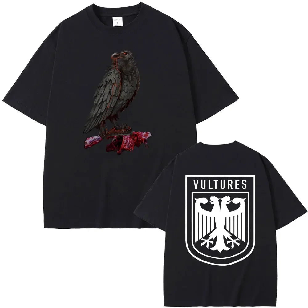 Rapper Kanye West Vultures New Music Album Graphic T Shirts Men Women Hip Hop Fashion Oversized T-shirts Male 100% Cotton Tshirt
