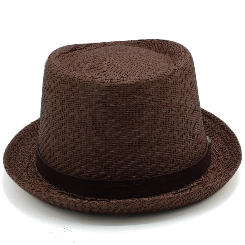 Men Women Straw Pork Pie Hats Summer Sunhat Boater Caps Sailor Sombrero Beach Fedora Trilby Outdoor Travel US Size 7 1/4 UK L