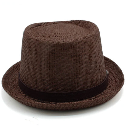 Men Women Straw Pork Pie Hats Summer Sunhat Boater Caps Sailor Sombrero Beach Fedora Trilby Outdoor Travel US Size 7 1/4 UK L