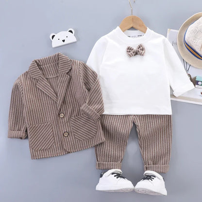 Baby Clothes Sets Children Suits Autumn Kids Gentleman Style Suit Coats T-Shirt Pants 3pcs Infant Boys Outfits 1 2 3 4 YEARS