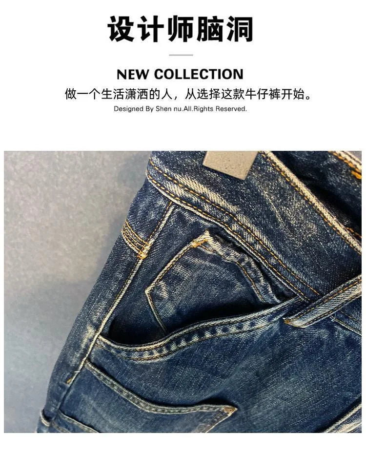 Autumn and Spring Fashion Trend American Vintage Straight Leg Denim Pants for Men Casual Loose Comfortable High Quality Pants