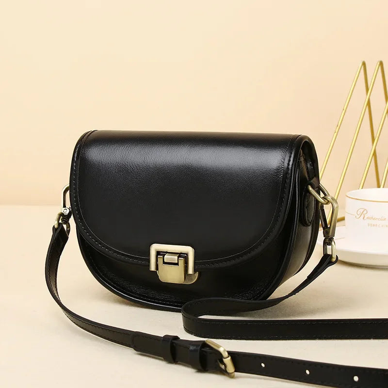 New Style Genuine Leather Women's Small Bag Vegetable Tanned Cow Leather Single Shoulder Bag Lady Popular Messenger Purse