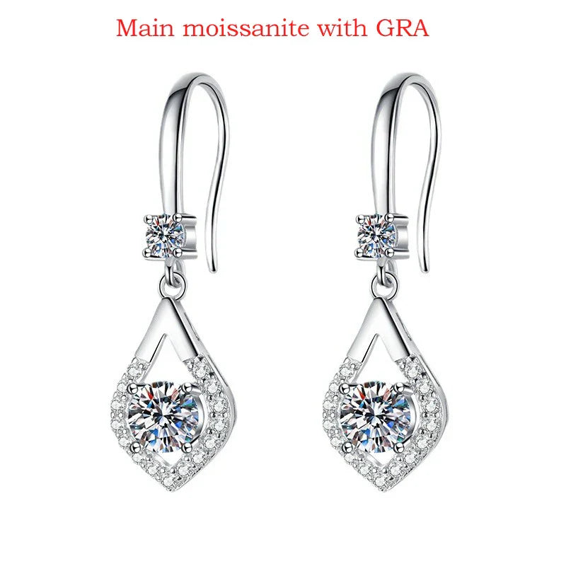 Each 0.5CT D Color Genuine Moissanite Drop Earrings for Women Water Drop Luxury Wedding Jewelry 925 Sterling Silver