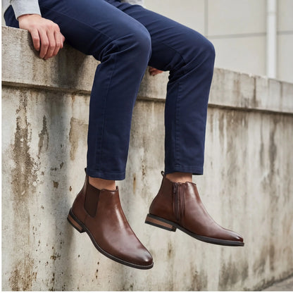 Chelsea Men Boots Fashion Brand Comfortable Leather Ankle Boots