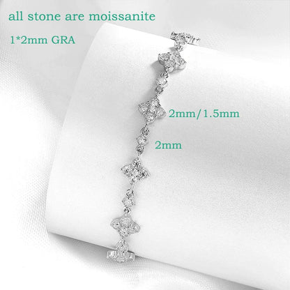 Full Diamond Moissanite Bracelets for Women Sparkling Girls Luxury Chains 100% 925 Sterling Silver Jewelry Plated 14K