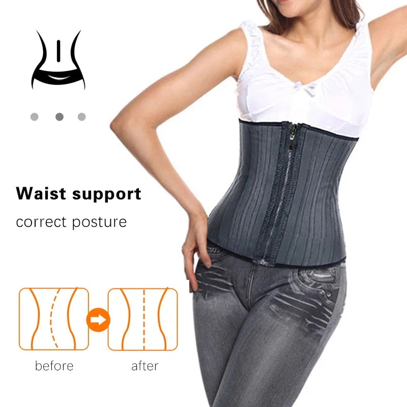 Latex Waist Cincher 25-Steel Boned Body Shaper Women Waist Trainer Tummy Control Belt Shapewear Corset Slim Belly Modeling Strap