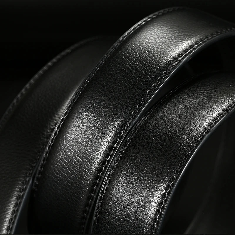 2026 New Cow Genuine Leather Men's Belt Cowhide Strap for Male Automatic Buckle Belts for Men Black Buckle Belts