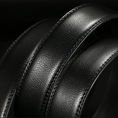 2026 New Cow Genuine Leather Men's Belt Cowhide Strap for Male Automatic Buckle Belts for Men Black Buckle Belts