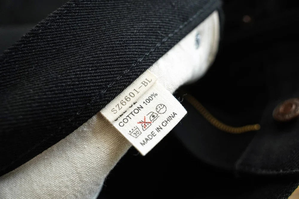 Mens Jeans Black Jeans Double-sided Dyeing Sanforized Selvedge Denim Jeans  16 Oz Regular Fit