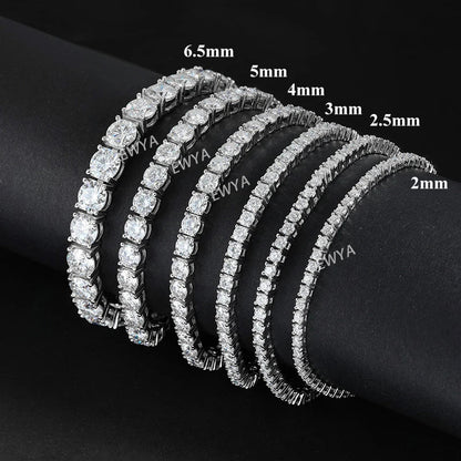 Luxury 3/4/5MM Full Blue Green Moissanite Tennis Bracelet for Men Women S925 Red Pass Diamond Test Bracelets Wholesale Gift