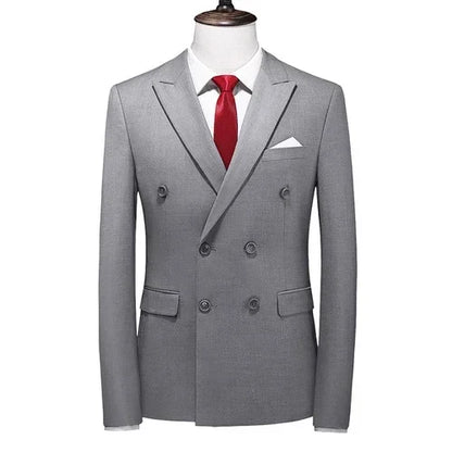2025 Brand Fashion Men Double Breasted Tuxedo Business Suit/Male Slim Fit  Korean Casual Clothing/Men's Casual Jacket Blazers