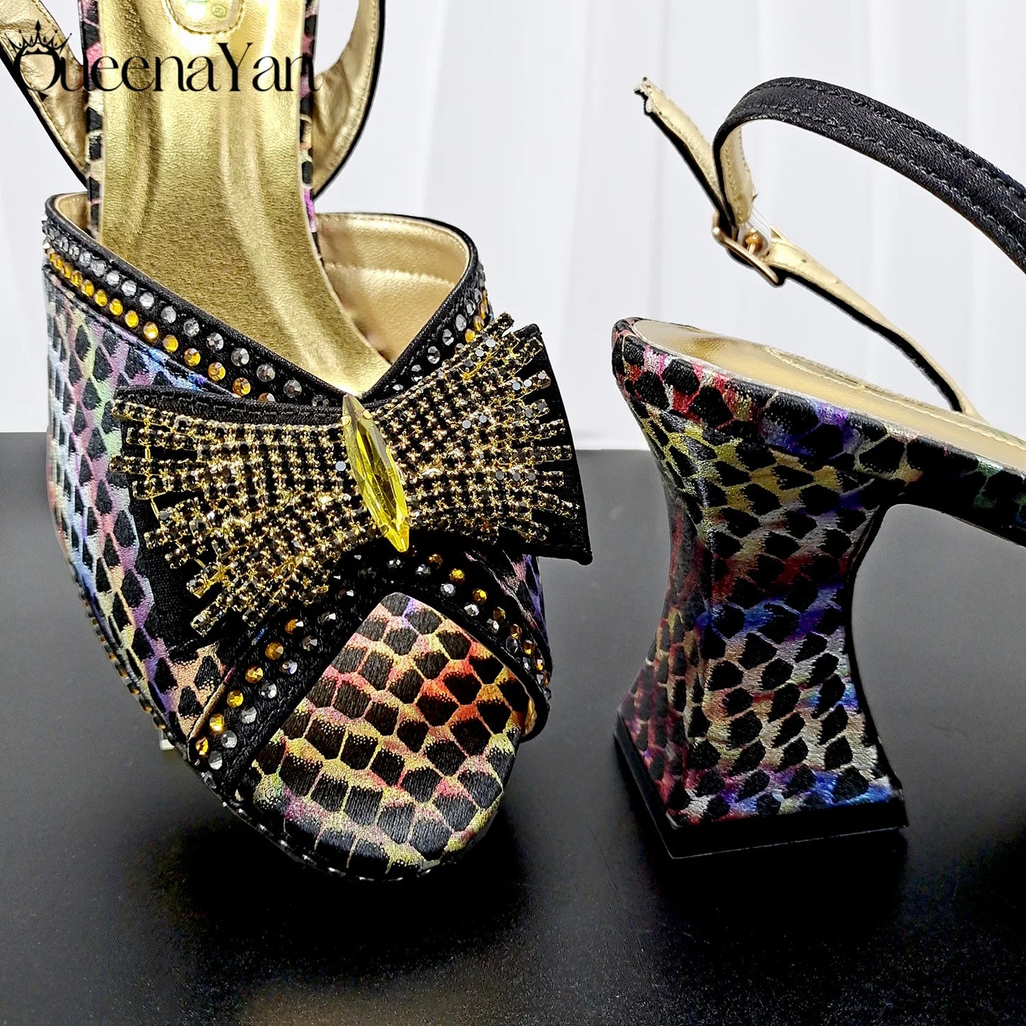 2026 New Italian Pumps and Bag To Party  INS Style Open-Toe Rhinestone Elegant High Heels for Women Party